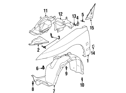 2002 Saturn SC2 Fender & Components Bumper Emblem, Front Diagram for 21111190