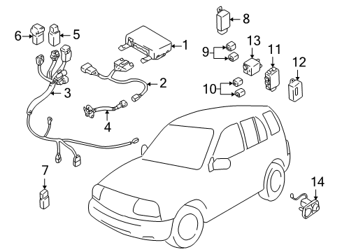 1999 Chevrolet Tracker Window Defroster Power Door Lock Controller Assembly (On Esn) Diagram for 30020893