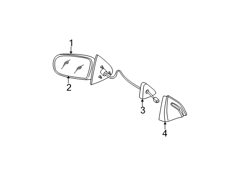 1997 Chevrolet Malibu Outside Mirrors Mirror Asm-Outside Rear View RH (Paint To Match) Diagram for 22683152