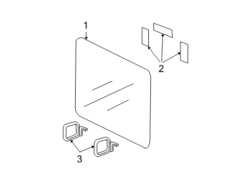 2018 Jeep Wrangler JK Removable Top - Glass & Hardware Glass-Quarter Window Diagram for 68054705AA