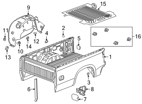 2019 Chevrolet Silverado 1500 Pick Up Box Housing Diagram for 84745948