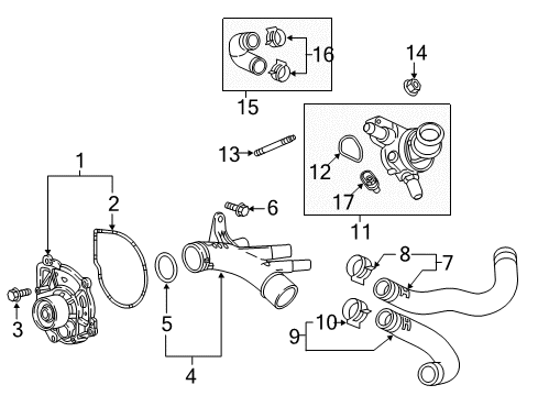 2022 Chevrolet Express 3500 Water Pump Inlet Pipe Gasket Diagram for 12650512