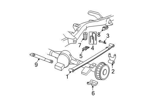 2004 GMC Savana 2500 Rear Suspension Rear Auxiliary Spring Assembly Diagram for 15964268