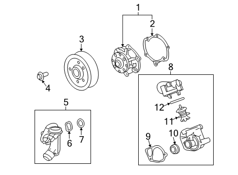 2011 Chevrolet Camaro Cooling System, Radiator, Water Pump, Cooling Fan Thermostat Housing Diagram for 12706565