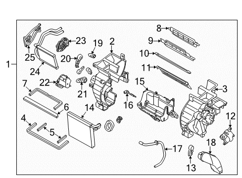2010 Kia Forte Air Conditioner Heater Core Assembly Diagram for 971381M000
