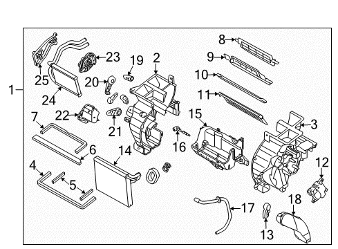 2010 Kia Forte Air Conditioner Heater & EVAPORATOR Diagram for 972051M030