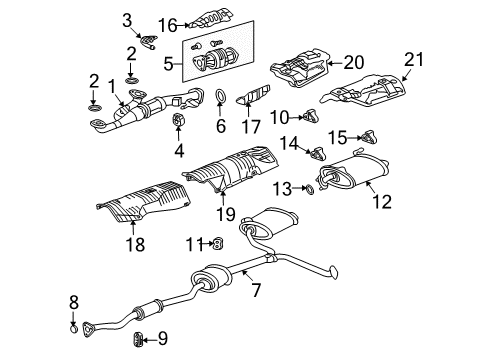 2011 Acura TL Exhaust Components Rubber, Exhaust Mounting Diagram for 18215-TL2-A01