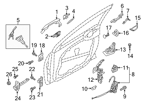 2018 Hyundai Elantra GT Front Door Pad-Door Outside Handle Rear, RH Diagram for 82664-F2000