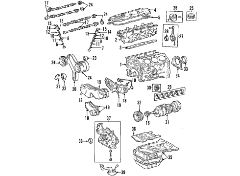 2007 Lexus RX400h Engine Parts, Mounts, Cylinder Head & Valves, Camshaft & Timing, Oil Pan, Oil Pump, Crankshaft & Bearings, Pistons, Rings & Bearings Overhaul Gasket Set Diagram for 04111-20402