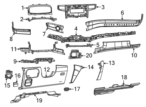 2022 Jeep Wagoneer Cluster & Switches, Instrument Panel Screw-HEXAGON Head Diagram for 6100567