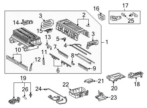 2008 Lexus GS450h Battery Bracket, Battery Carrier Catch, NO.1 Diagram for 74428-30010