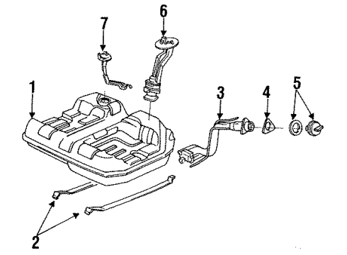 1991 Honda Prelude Senders Band, Driver Side Fuel Tank Mounting Diagram for 17522-SF1-010