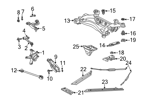 2008 Lexus SC430 Rear Suspension Components, Upper Control Arm, Stabilizer Bar Stopper, Rear Suspension Member, Rear Upper Diagram for 52277-30010