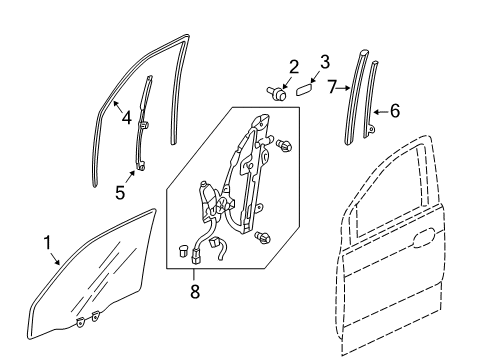 2003 Honda Pilot Front Door Sash, L. FR. Door (Lower) (FR) Diagram for 72270-S9V-A01