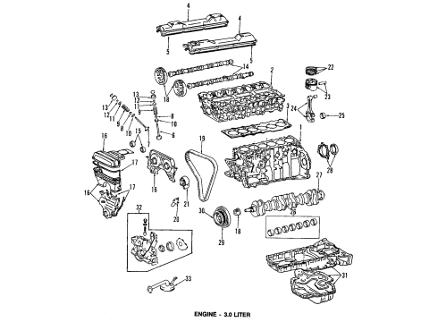 1992 Lexus SC300 Engine Parts, Mounts, Cylinder Head & Valves, Camshaft & Timing, Oil Pan, Oil Pump, Crankshaft & Bearings, Pistons, Rings & Bearings Cover Sub-Assy, Cylinder Head Diagram for 11202-0W010