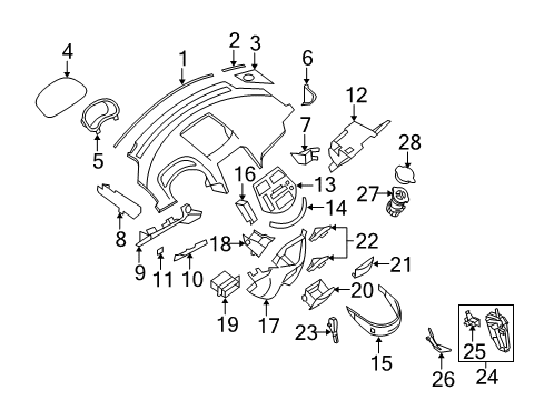 2007 Nissan Quest Cluster & Switches, Instrument Panel Lid-Cluster Diagram for 68260-ZM70A