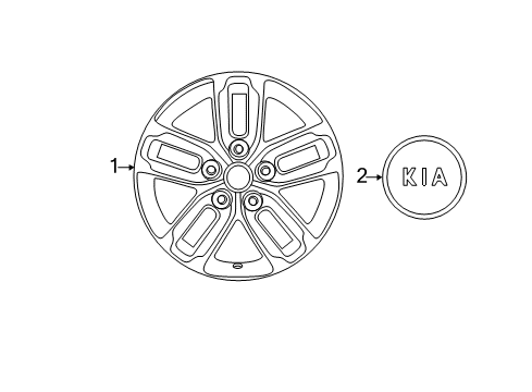 2011 Kia Optima Wheels, Center Cap Wheel Hub Cap Assembly Diagram for 529602T100