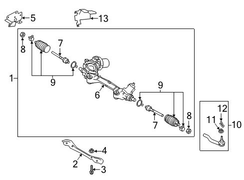 2019 Infiniti Q60 Steering Gear & Linkage Power Steering Gear Assembly Diagram for 49200-6HL0A