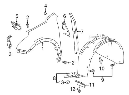 2022 Buick Envision Fender & Components LINER ASM-FRT W/H Diagram for 84941939