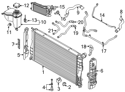 2013 BMW X1 Wiper & Washer Components Ventilation Line Radiator Top Diagram for 17127565094