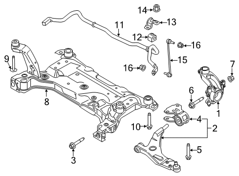 2017 Lincoln MKC Front Suspension Components, Lower Control Arm, Ride Control, Stabilizer Bar Stabilizer Bar Diagram for EJ7Z-5482-B