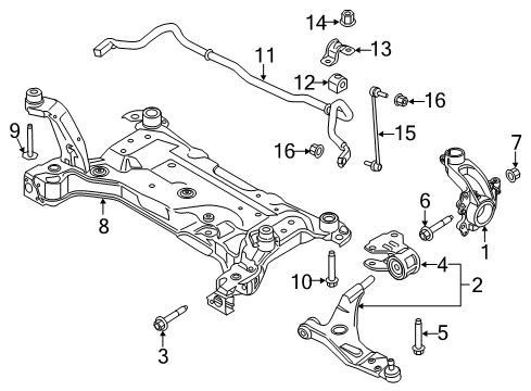 2017 Lincoln MKC Front Suspension Components, Lower Control Arm, Ride Control, Stabilizer Bar Mount Bracket Mount Bolt Diagram for -W500567-S439