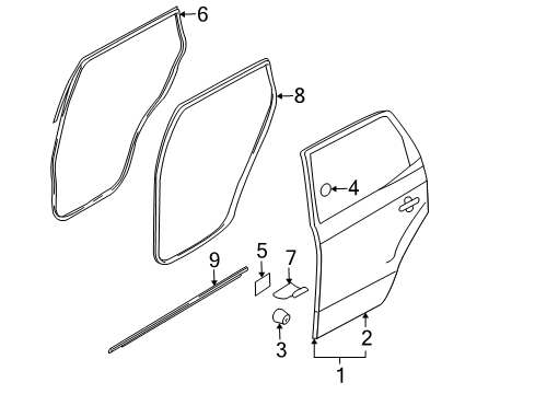 2005 Hyundai Tucson Rear Door Weatherstrip-Rear Door Body Side RH Diagram for 83120-2E000-DD