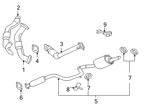 2007 Chevrolet Impala Exhaust Components Converter & Pipe Diagram for 15909238