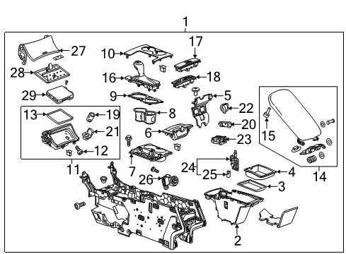2019 Chevrolet Impala Center Console Center Console Diagram for 84422448