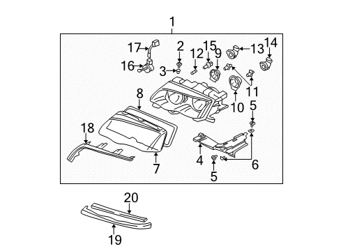 2001 BMW 330Ci Headlamps Left Headlight Diagram for 63126908227