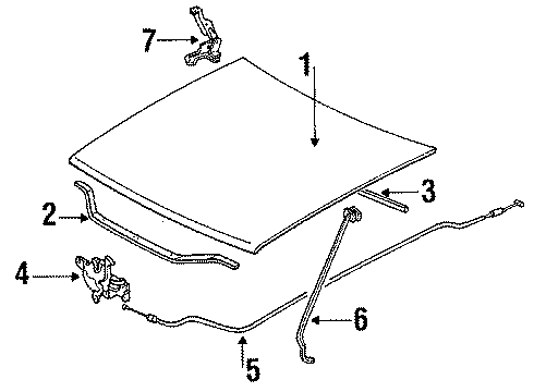 1990 Toyota Tercel Hood & Components Lock Diagram for 53510-16101