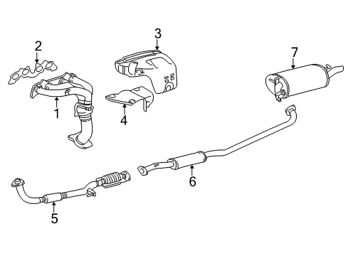 2001 Toyota Camry Exhaust Components, Exhaust Manifold Muffler W/Tailpipe Diagram for 17430-20042