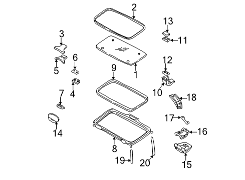 1999 Nissan Frontier Sunroof WEATHERSTRIP Sunroof Diagram for 73873-7Z000