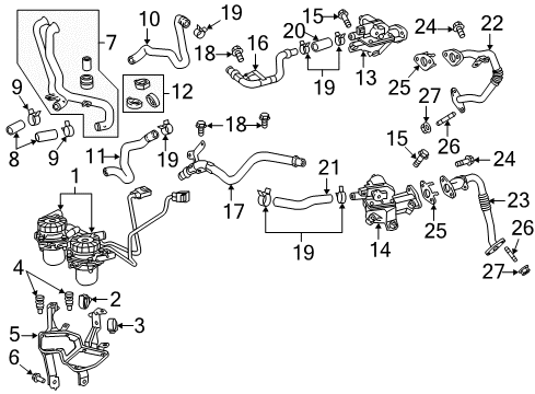 2013 Toyota Tundra A.I.R. System Outlet Hose Clamp Diagram for 17366-0S010