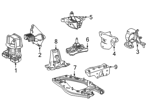 2020 Toyota Mirai Engine & Trans Mounting Side Support Diagram for 51236-62010