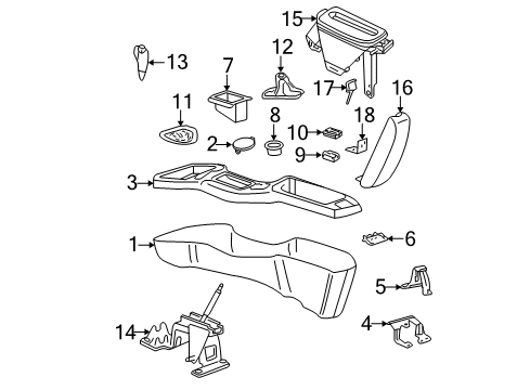2000 Chevrolet Cavalier Front Door Console Asm-Front Floor Lower *Graphite Diagram for 22682220