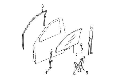 2002 Acura TL Front Door - Glass & Hardware Channel, Left Front Door Run Diagram for 72275-S0K-A02