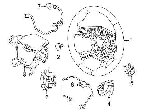 2012 Ford Focus Steering Wheel & Trim Radio Switch Diagram for CV6Z-9C888-D