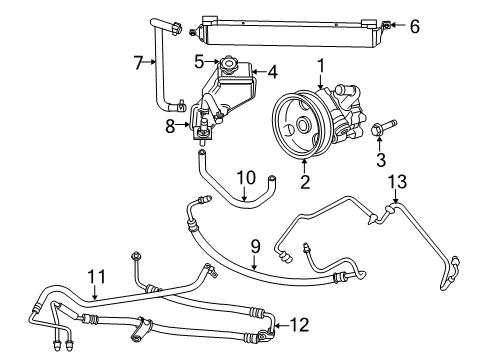 2010 Jeep Commander P/S Pump & Hoses, Steering Gear & Linkage Power Steering Pump With Pulley Diagram for 52089883AD