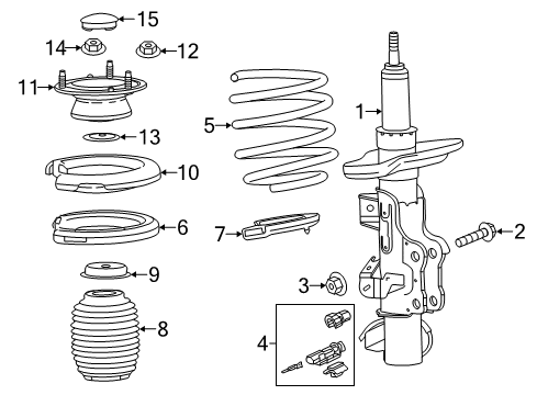 2015 Cadillac CTS Struts & Components - Front Strut Bolt Diagram for 11546530