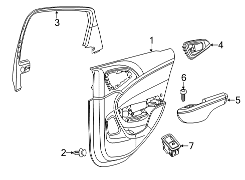 2015 Chrysler 200 Rear Door Rear Door Trim Armrest Diagram for 1YZ681L2AC
