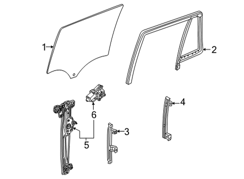 2021 Cadillac Escalade ESV Front Door Glass & Hardware Window Motor Diagram for 84472546