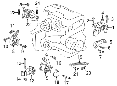 2016 Buick Verano Engine Mounting Mount Bracket Bolt Diagram for 11589275