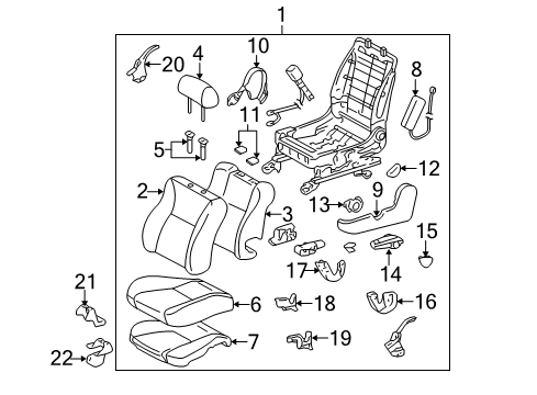 Diagram for 2005 Toyota Corolla Front Seat Components 