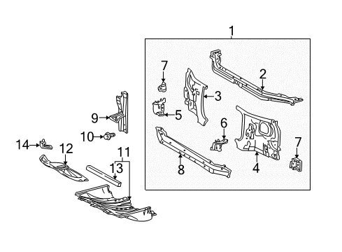 2004 Toyota Tundra Radiator Support Lock Support Diagram for 53209-0C030