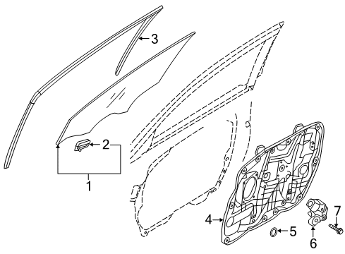 2013 Hyundai Elantra GT Front Door Front Door Window Regulator Right Diagram for 82481-A5010