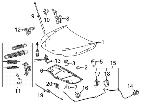 2022 Lexus NX350h Hood & Components BRACKET, HOOD STAY Diagram for 53336-78010