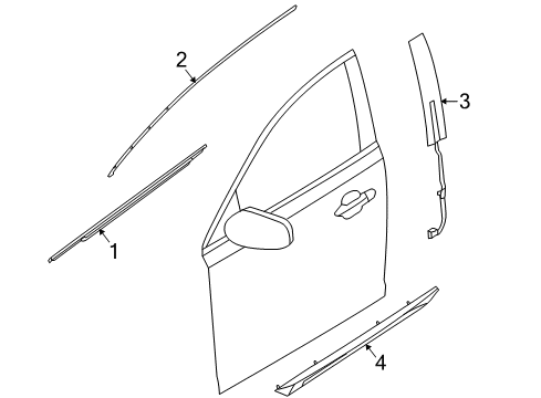 2014 Lincoln MKS Exterior Trim - Front Door Frame Molding Diagram for 8A5Z-5420550-A