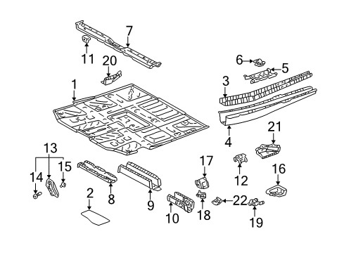 2001 Toyota Sienna Pillars, Rocker & Floor - Floor & Rails Front Floor Pan Diagram for 58111-08902