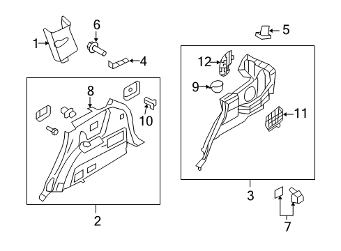 2011 Hyundai Veracruz Interior Trim - Quarter Panels Luggage Cup Holder, Left Diagram for 85735-3J000-WK